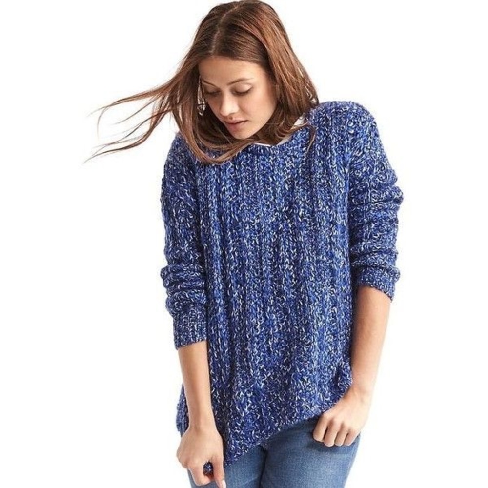 Gap Navy Marled Chunky Knit Sweater L